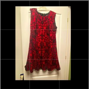 Red and black dress with satin design